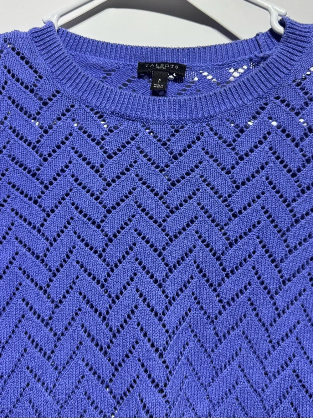 Talbots Petite Crochet Purple Sweater